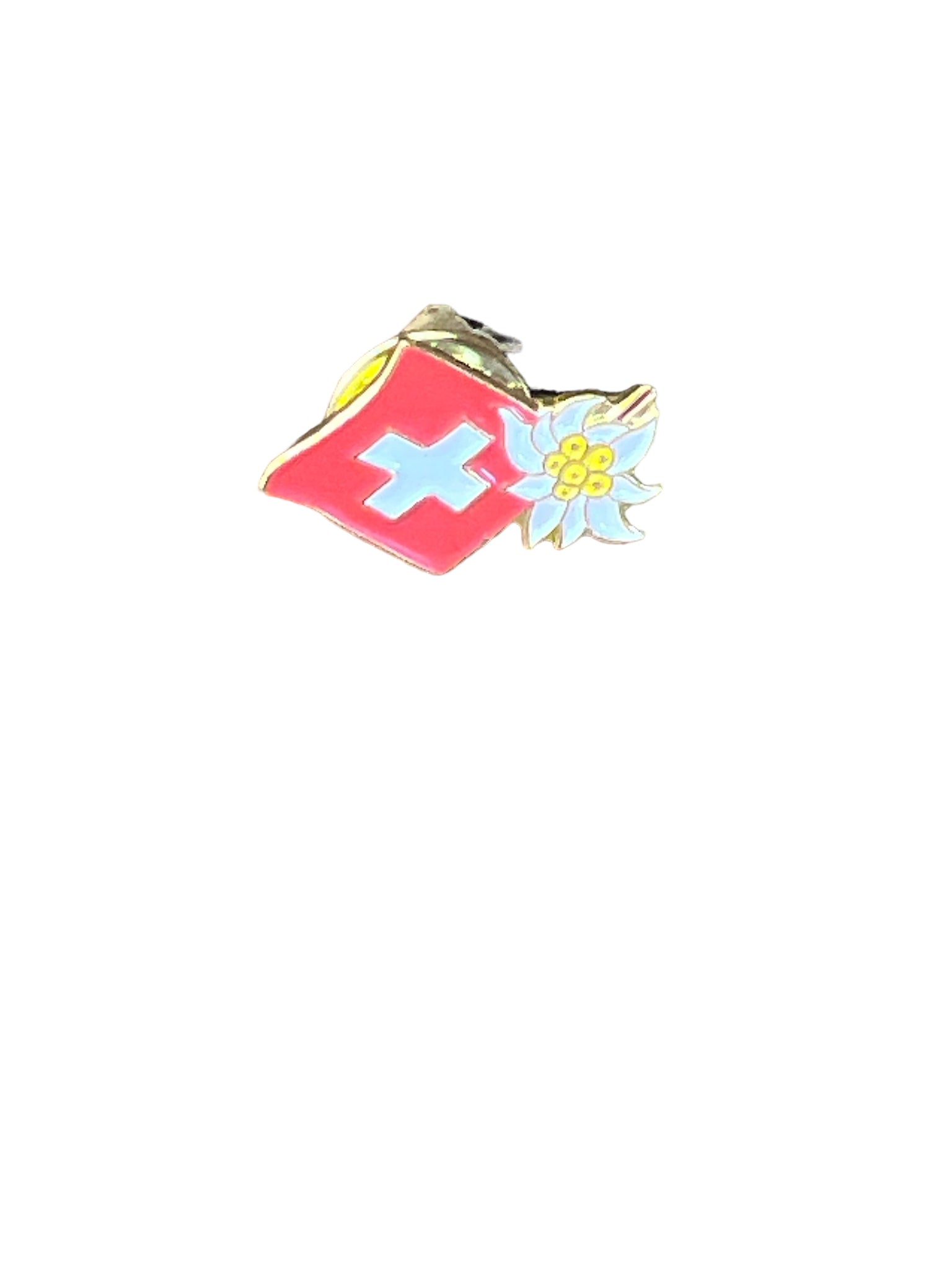 Pin Edelweiss und Schweizerfahne