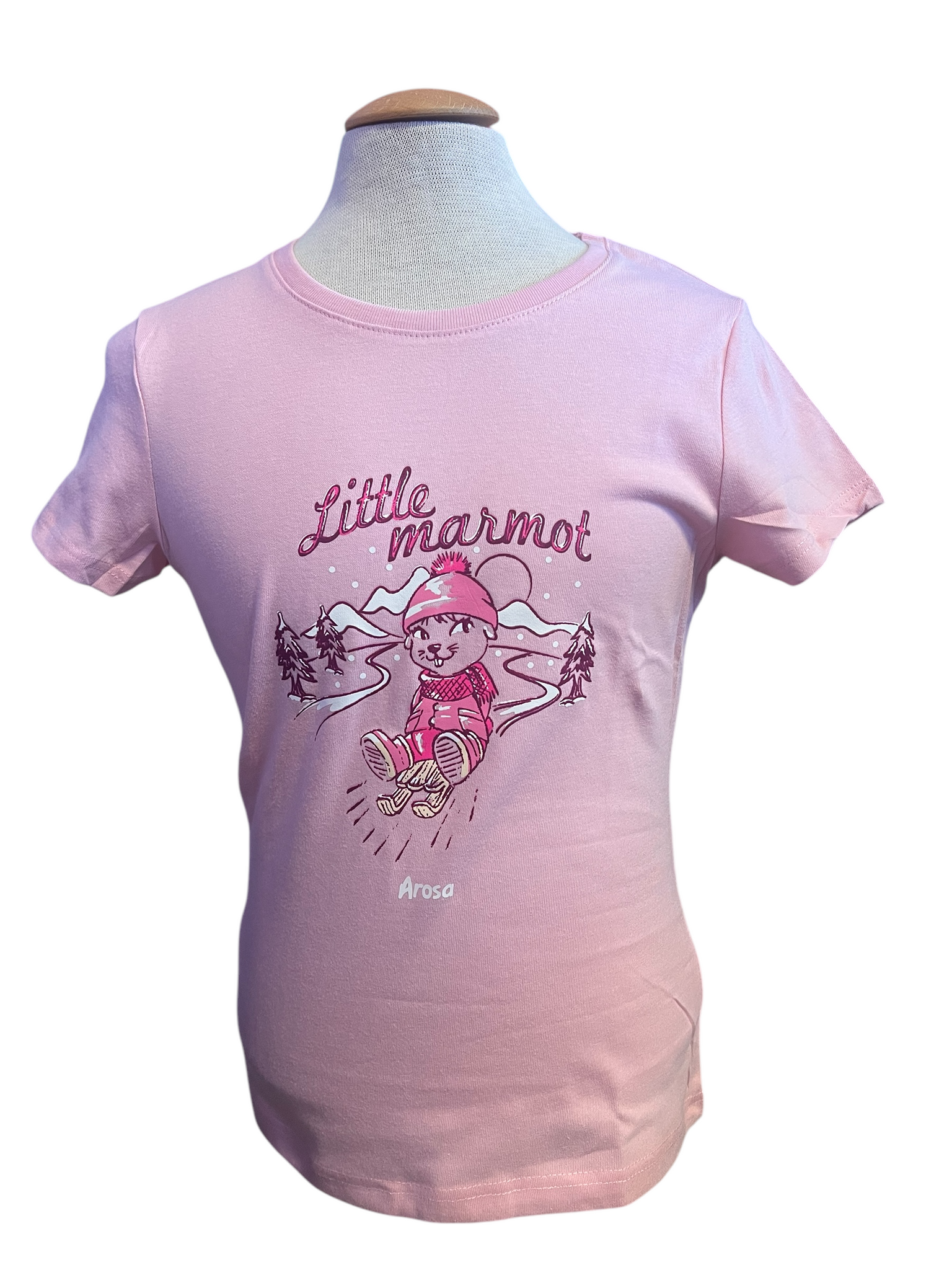 Schlittelmurmeli Arosa Kindershirt rosa